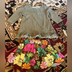 6m Striped Top and Floral Skirt Bundle